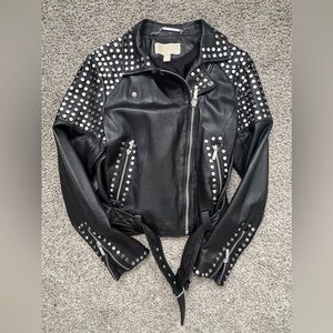 Michael Kors Collection Studded Black Leather Jacket